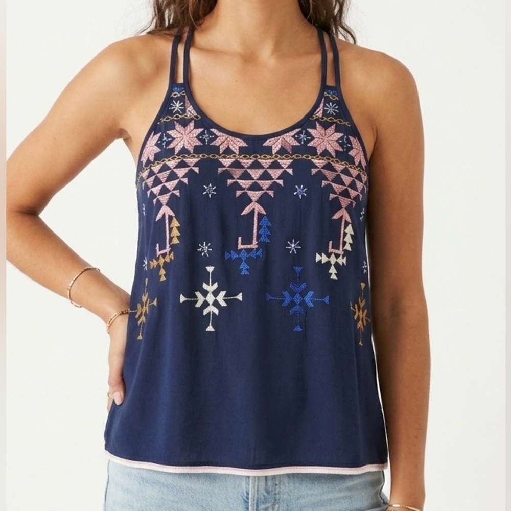 Womenβs Lucky Brand Boho-Chic Blouse -β Size L. 100% VISCOSE/